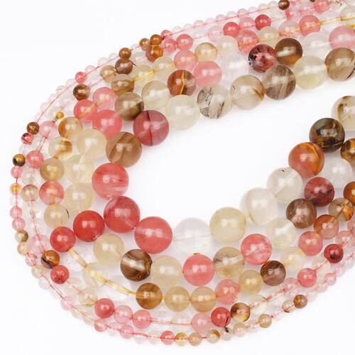 天然西瓜皮散珠子水晶圆珠diy串珠手链材料手工编织饰品配件