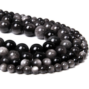 7A天然银曜石散珠diy手工编织手串珠项链手链材料文玩饰品配珠子