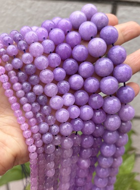 丁香紫色玉髓散珠子diy手工编织手串手链项链串珠材料穿珠配件