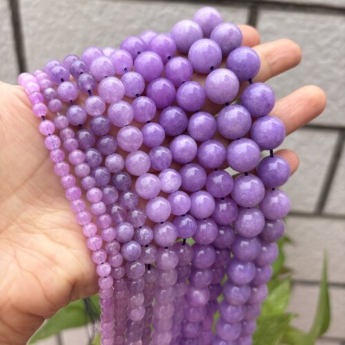 丁香紫色玉髓散珠子diy手工编织手串手链项链串珠材料穿珠配件