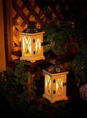 复古木制装饰蜡烛台摆件 创意烛光晚餐道具特色木质烛台