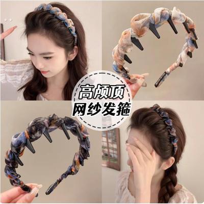 发ku箍网纱高颅顶女2025新款夏带齿发旅头箍显脸小发卡洗脸防滑