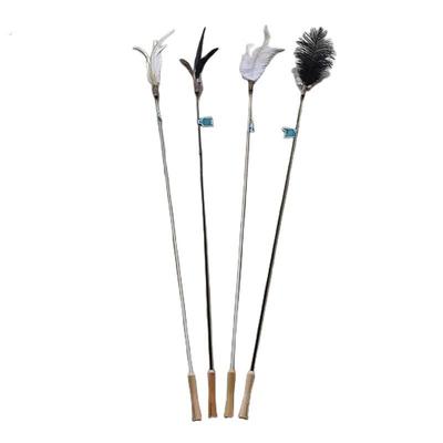 宠物用品猫玩具超长杆山鸡毛/鸵鸟毛逗猫棒互动铃铛逗猫玩具