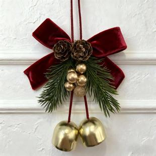 圣诞节装饰品门挂风铃铛圣诞树小挂件蝴蝶结氛围场景布置拍照道具