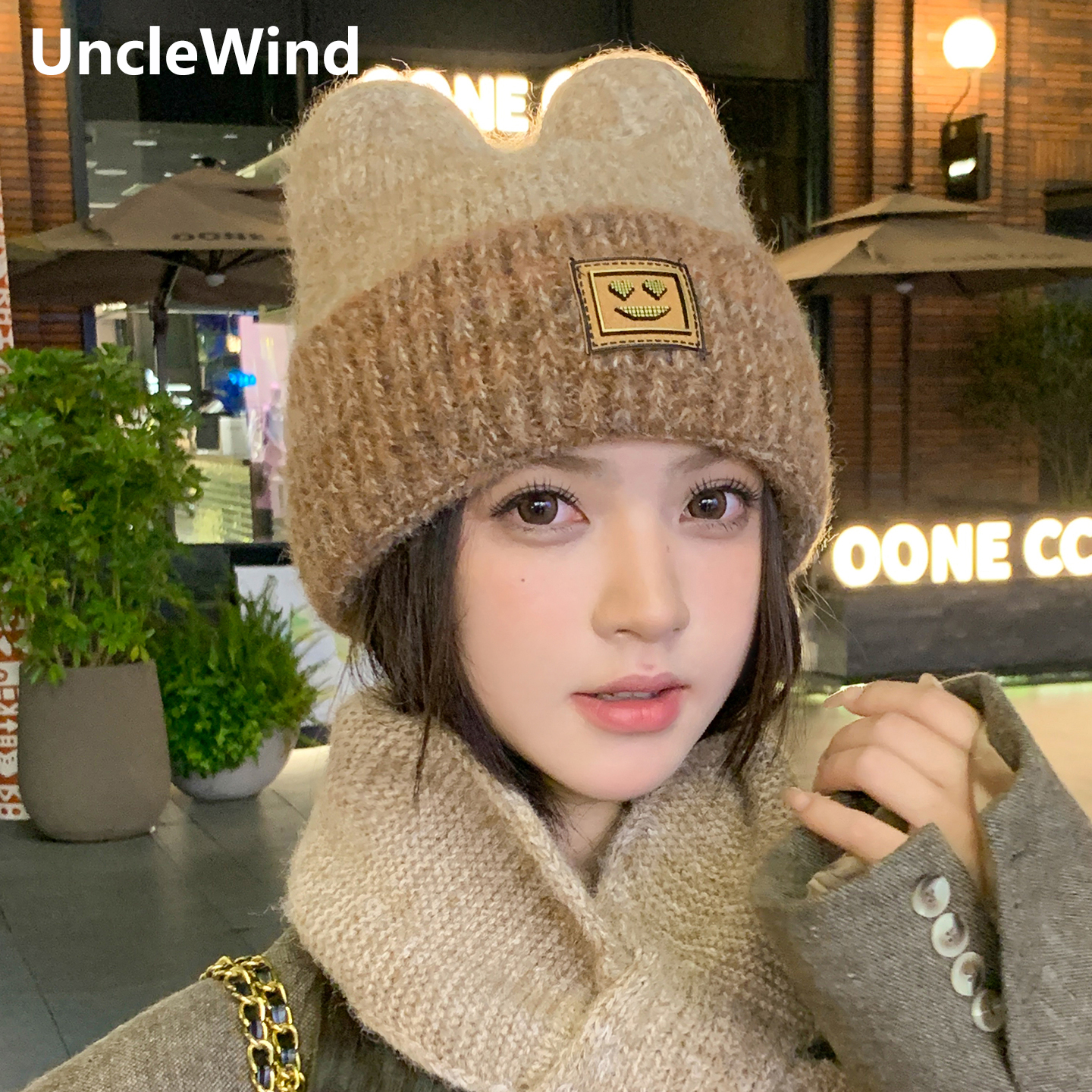 可爱猫耳朵渐变松软毛线帽子女2025秋冬季新款保暖百搭学生针织帽