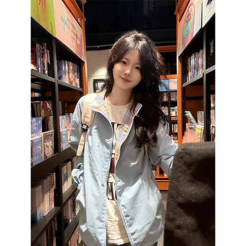fitcheck美式格子拼接夹克男女款