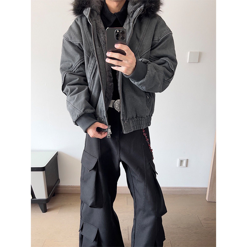 catsstac座山雕棉服外套男图片