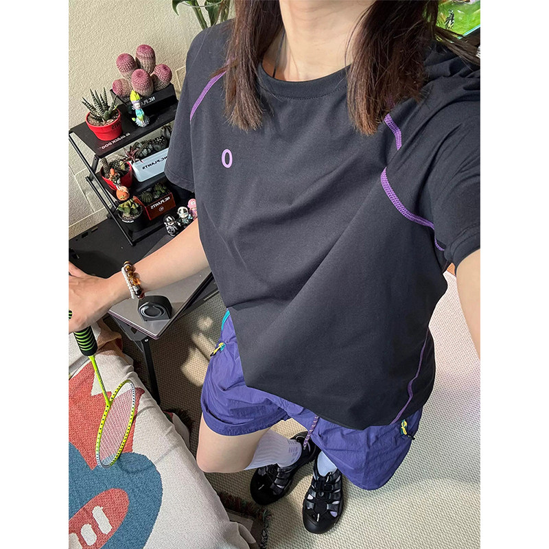 哈苏线撞色凉感t恤男款夏季薄款户外运动速干骑行服防晒情侣短袖