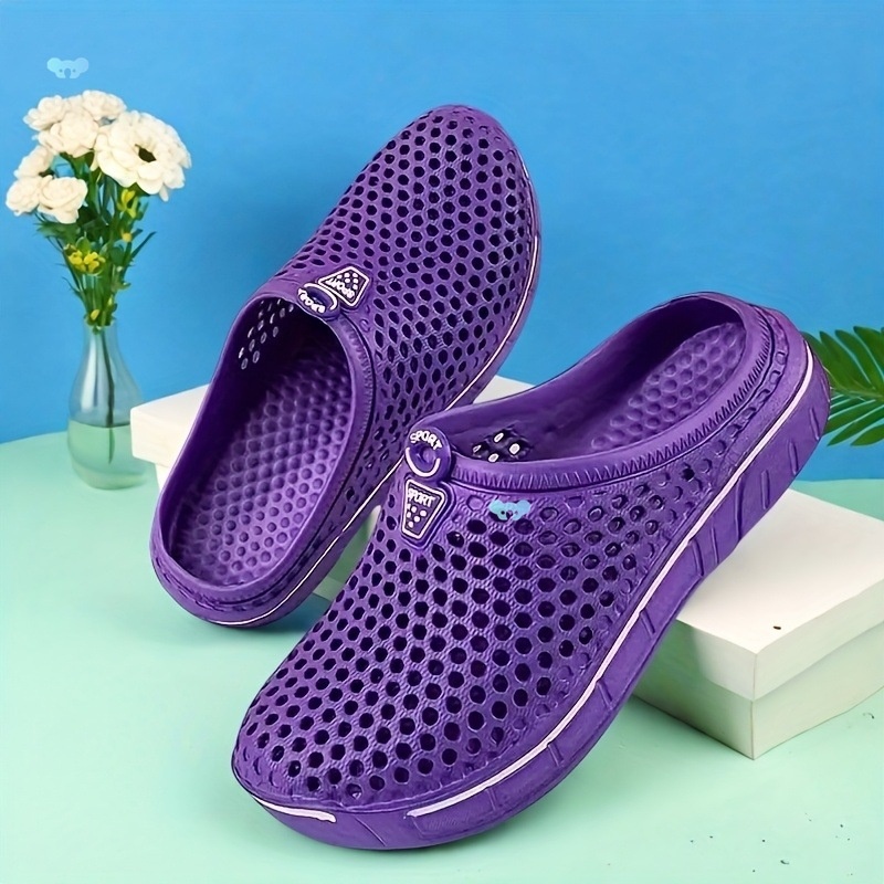 slip resistant women's lightweight purple garden clogs
