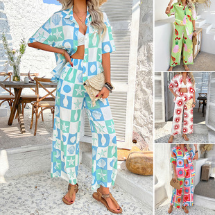 Contrast Holiday Wind suit Printed Casual 2025 Bomihia