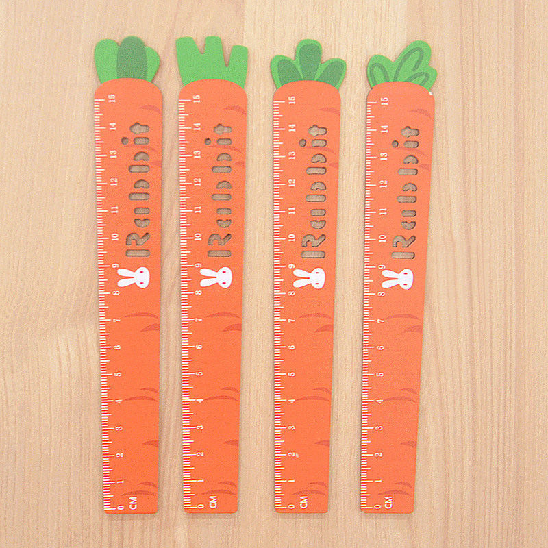 韩国文具创意胡萝卜木质直尺可爱卡通绘图办公尺子小学生奖品礼物