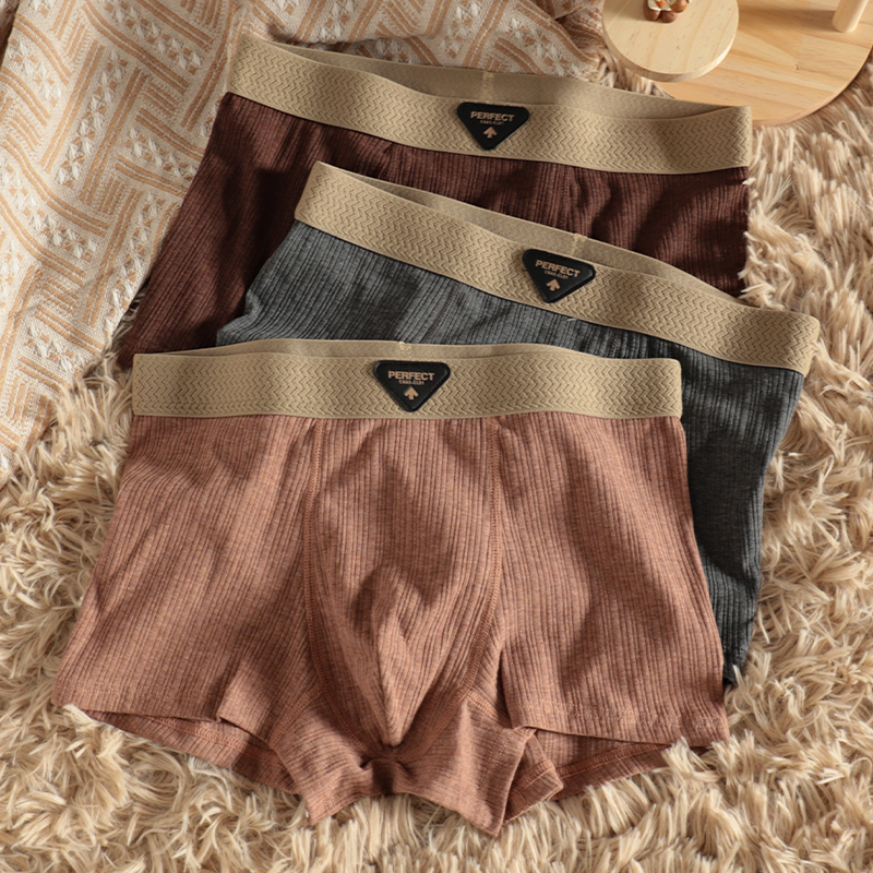 螺纹男生内裤纯棉透气亲肤四角裤