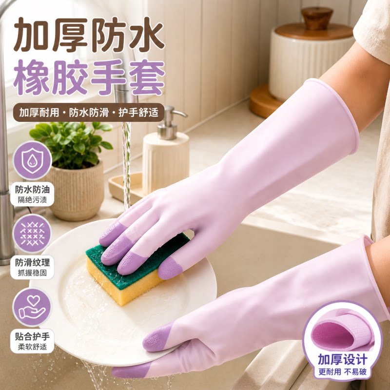 家用厨房清洁防水橡胶手套