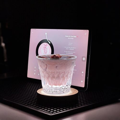 led发光杯垫酒杯底座高级感木头