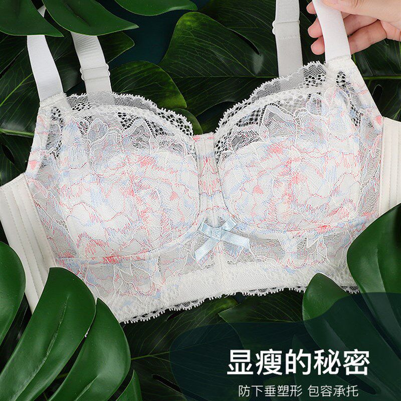梦芭蒂内衣女大胸显小全罩s杯聚拢上托防下垂无钢圈胖mm大码文胸