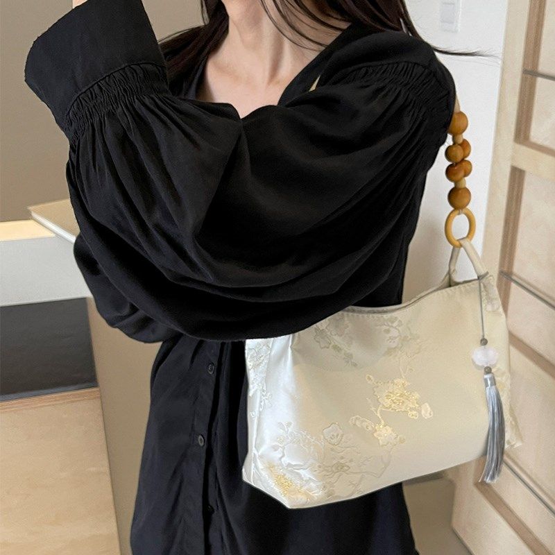 新中式国风包包女k2025新款夏季大容量通勤水桶包手提单肩腋下包,箱包皮具/热销女包/男包,水桶包,淘宝优惠券,粉丝福利购,淘宝优惠卷