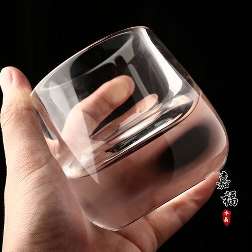 纯天然水晶水杯原石打磨水晶杯茶杯高档H啤酒杯红酒洋酒杯免费刻