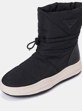 新款棉鞋女冬外穿一脚蹬白色棉x靴厚底防水羽绒雪地靴增高D413J