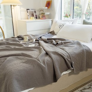 A类纯棉四层全棉k纱布盖毯色织提花毛巾被纯色夏空调被床单可水洗