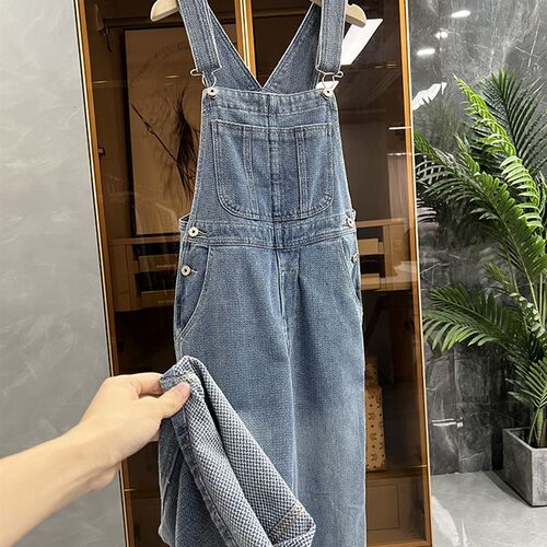 品质货!好穿气质不得了!波浪花纹牛仔背带裤女    W2218809