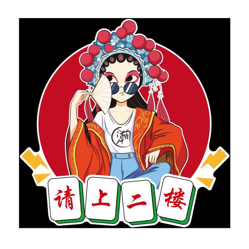 欢迎光临墙c贴纸挂画楼梯二楼指示牌国潮餐饮文化火锅饭店墙面装