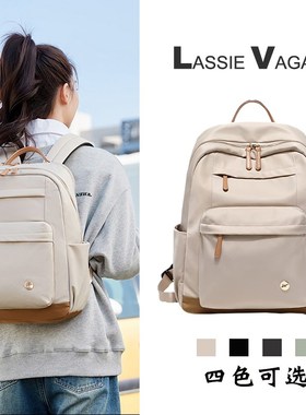 防水双肩包女2024o新款时尚休闲大容量电脑背包简约大学生轻便书