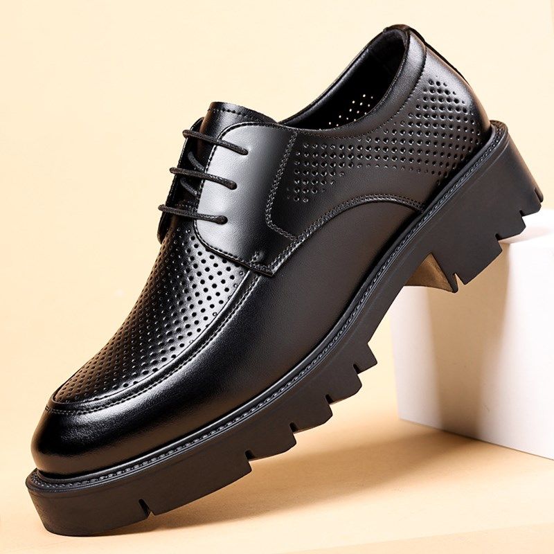 皮鞋男夏季透气镂空凉鞋厚底v尖头英伦商务正装休闲男士内增高男,流行男鞋,正装皮鞋,淘宝优惠券,粉丝福利购,淘宝优惠卷