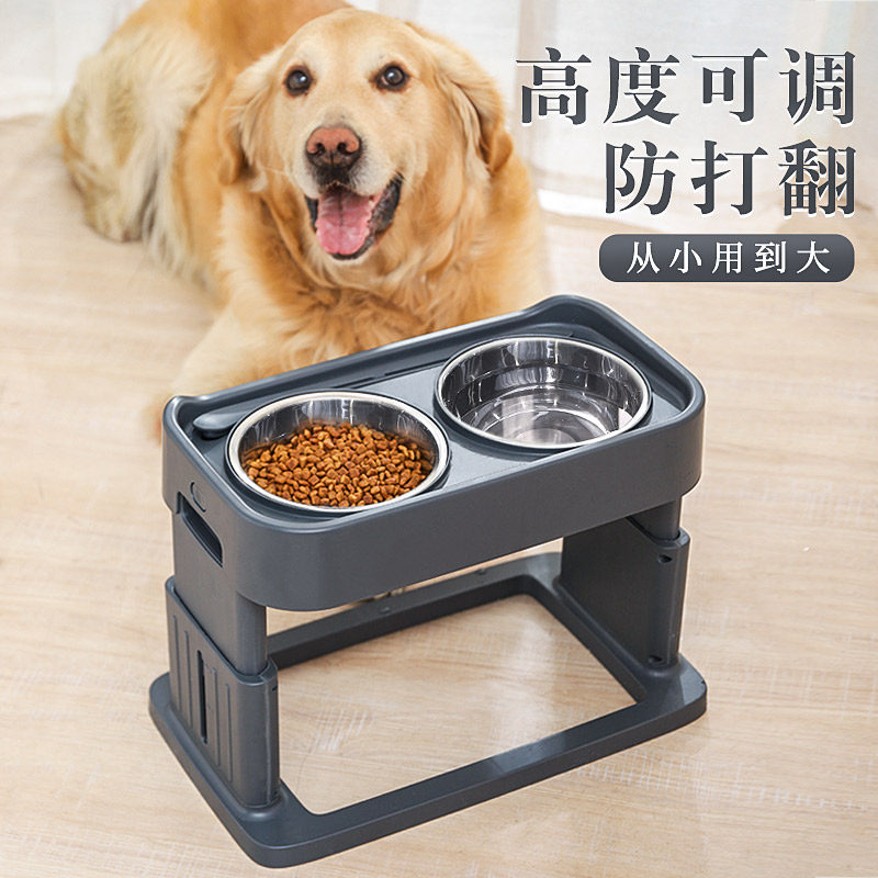 狗狗食盆大型犬宠物碗喂食盆猫咪饮水G双碗可调节高脚W吃饭喝水两
