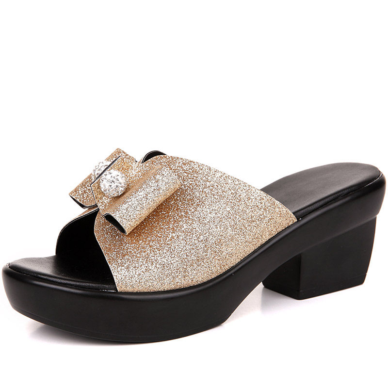 2021新款高跟中年妈妈室外粗跟时尚凉鞋外穿女式U一字拖皮凉拖鞋,女鞋,一字拖,淘宝优惠券,粉丝福利购,淘宝优惠卷