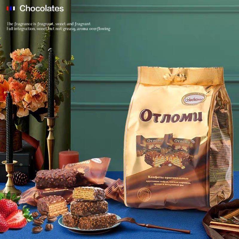 极速俄罗斯进口巧克力焦糖拉丝威化饼干早餐网红休闲零食品官方旗