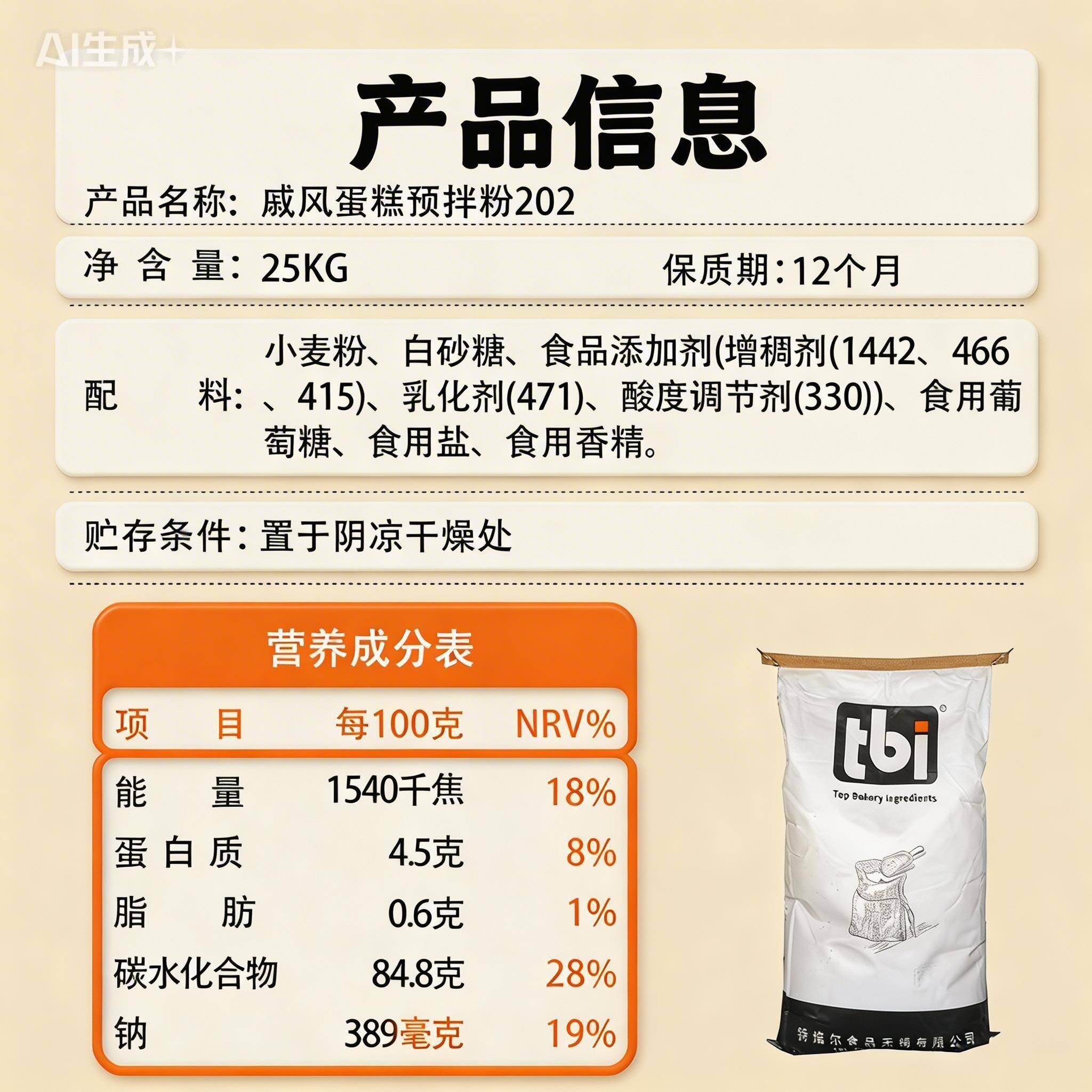 新货特焙尔烫种戚风蛋糕预拌粉商用大袋25kg古早蛋糕坯糕点蛋糕粉