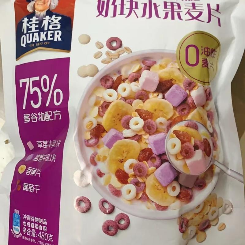 桂格奶块水果麦片480g营养谷物麦片早餐干吃零食