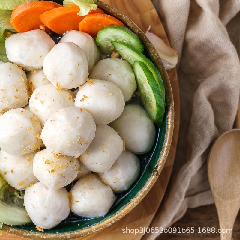 潮汕美食鲜鱼丸白袋装500烧烤油炸火锅打边炉食材