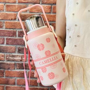 新品吸管保温杯女士2025新款大容量316不锈钢水杯带盖便携高颜值