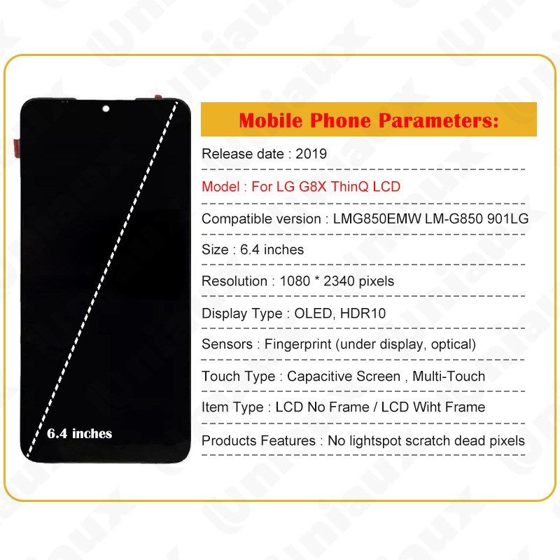 适用 LG G8X ThinQ 屏幕总成原装液晶显示内外一体屏