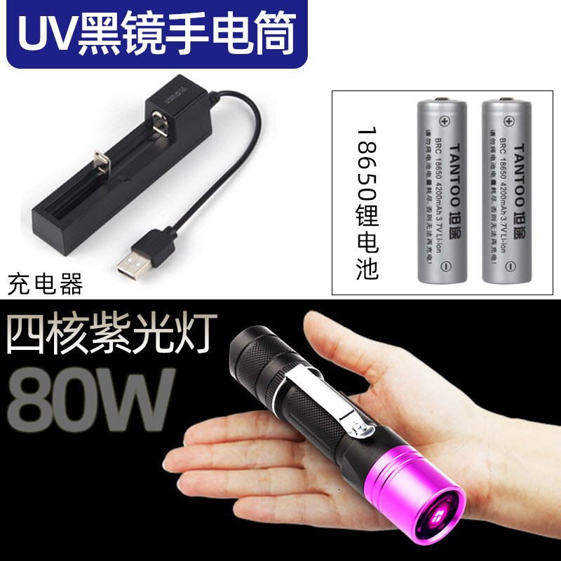 探豹大功率紫光灯鉴定手电筒UV胶固化烟酒验钞防伪瓷器荧光检测灯