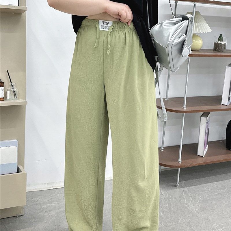 大码女冰感皱褶阔腿裤2024夏季新款时尚垂N感直筒拖地裤爆款凉凉,女装/女士精品,大码裤装,淘宝优惠券,粉丝福利购,淘宝优惠卷