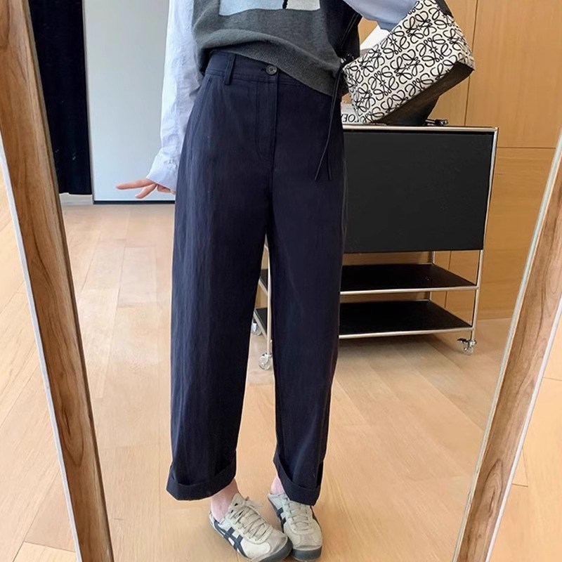 梨型身材九分休闲工装裤女大码z春季胖妹妹宽松显瘦遮胯直筒阔腿