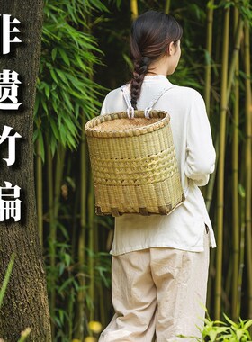 云贵四川农村竹背筐家r用竹编背篓儿童小孩买菜道具竹子背篼夹背