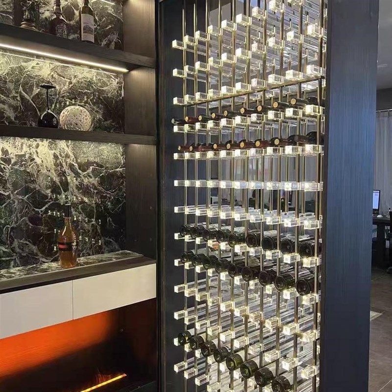定制亚克力酒架亚克力p酒柜不锈钢玻璃红酒架洋酒架展示架发光透