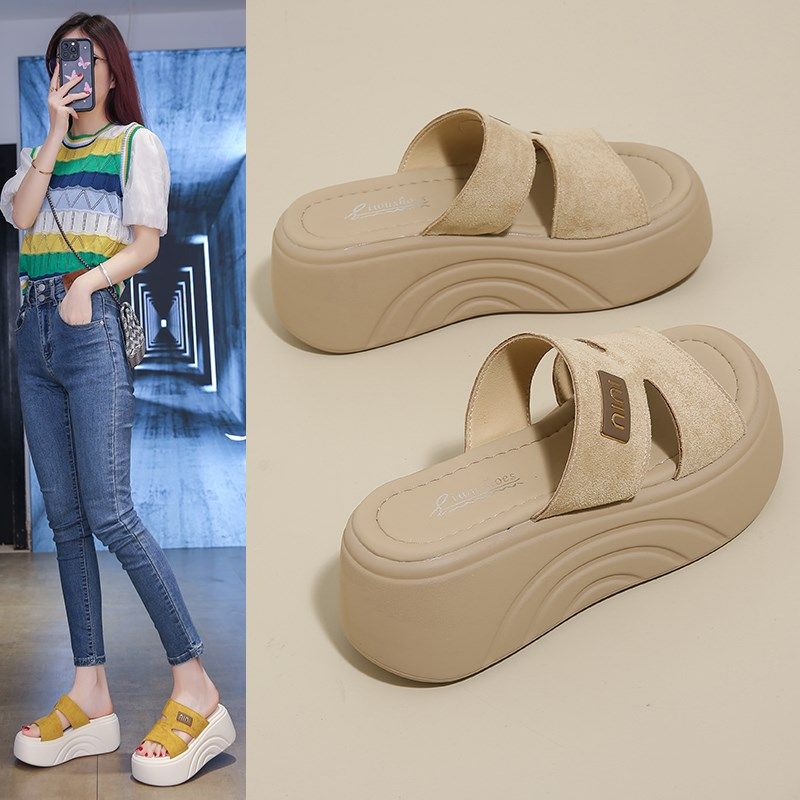 厚底凉拖鞋女夏外穿2025新款松糕高跟软底增高防滑W休闲沙滩鞋小,女鞋,一字拖,淘宝优惠券,粉丝福利购,淘宝优惠卷