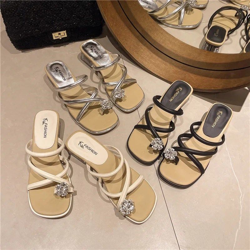 大码凉鞋41到43加肥加宽鞋子女2025夏季新款低跟高跟Y鞋女鞋凉拖,女鞋,一字拖,淘宝优惠券,粉丝福利购,淘宝优惠卷