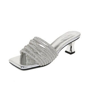 高跟鞋细跟一字拖k鞋女夏季外穿精致高级感凉拖防滑仙女鞋大码女