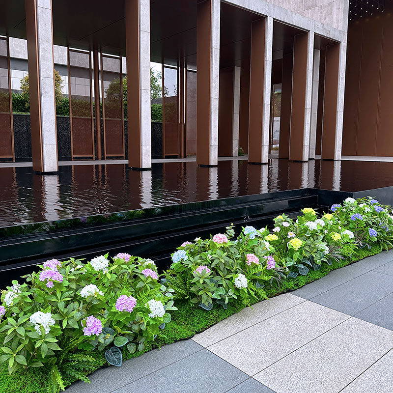 wo+假花绣球花植物软装绿植装饰造景插花酒店售楼展V区T台花草布