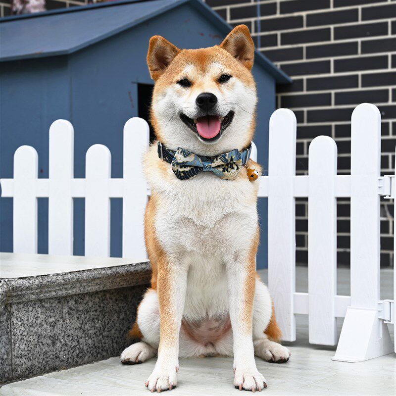 和风日系唐草纹樱花宠物狗狗猫咪泰迪柴犬项圈颈套脖圈蝴蝶领结
