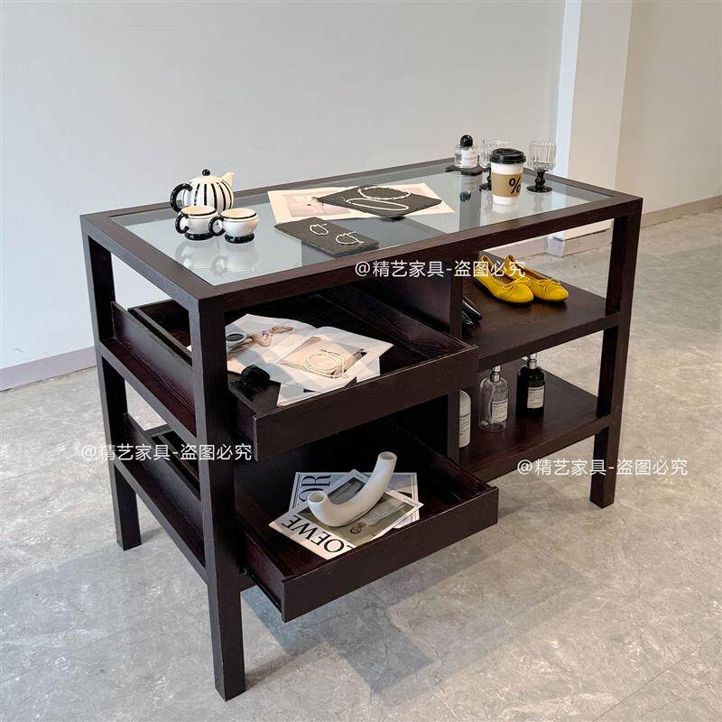 服装店中岛台展示台女装店流水台复古展示柜陈列柜烤漆饰品柜
