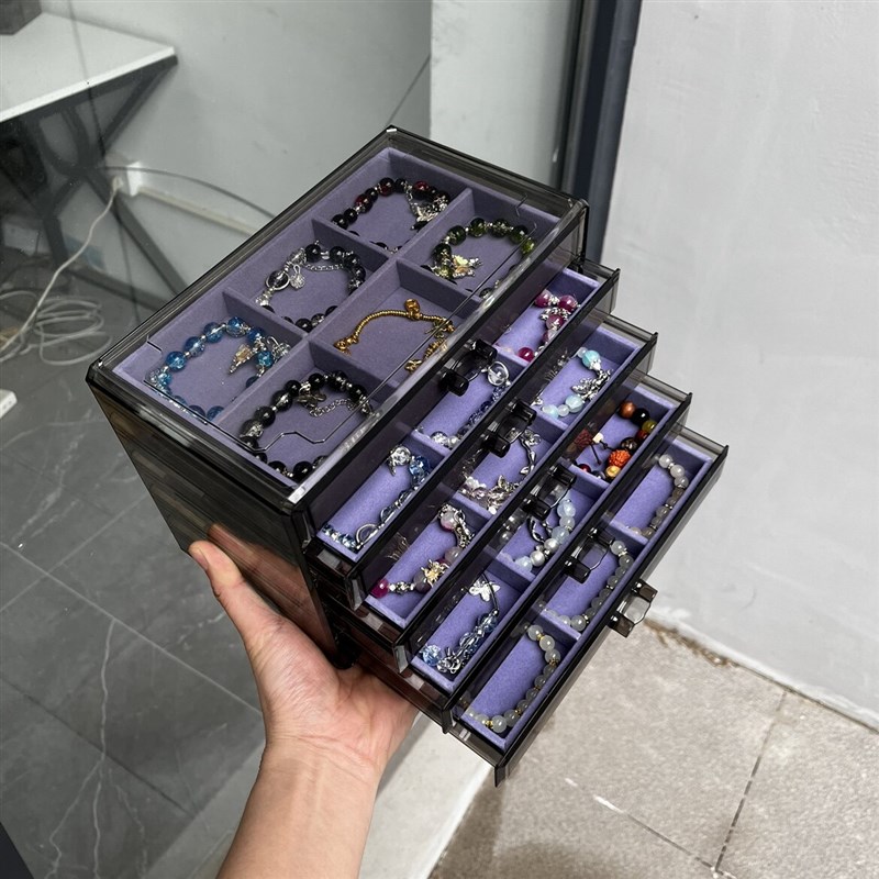 水晶手串收纳盒手镯首饰品家用盒子高档精致抽屉防氧化串珠手链盒