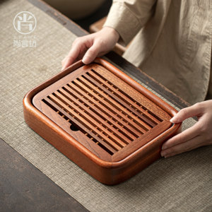 尚言坊实木简约小型茶盘家用简易茶台一人储水茶海茶具托盘干泡盘