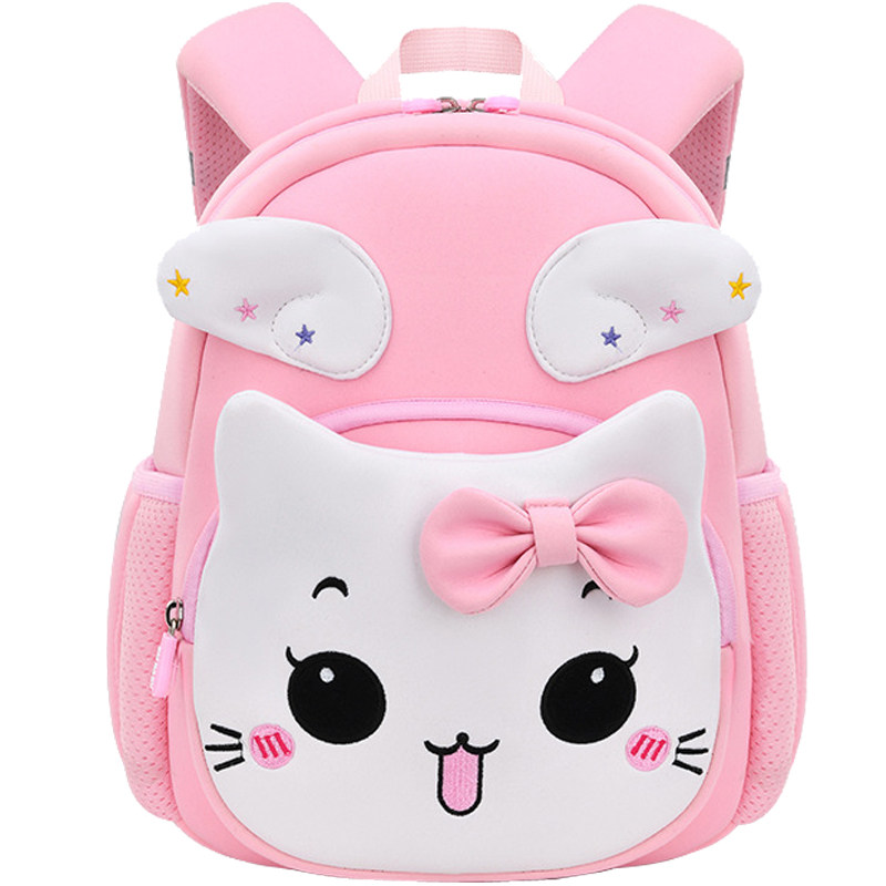 粉色书包幼儿园女孩可爱猫咪背包小班入园宝宝R3岁超轻防水双肩包