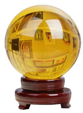 黄色水晶球摆件白紫红透明圆球玻璃客厅K玄关开业家居装饰品摆件